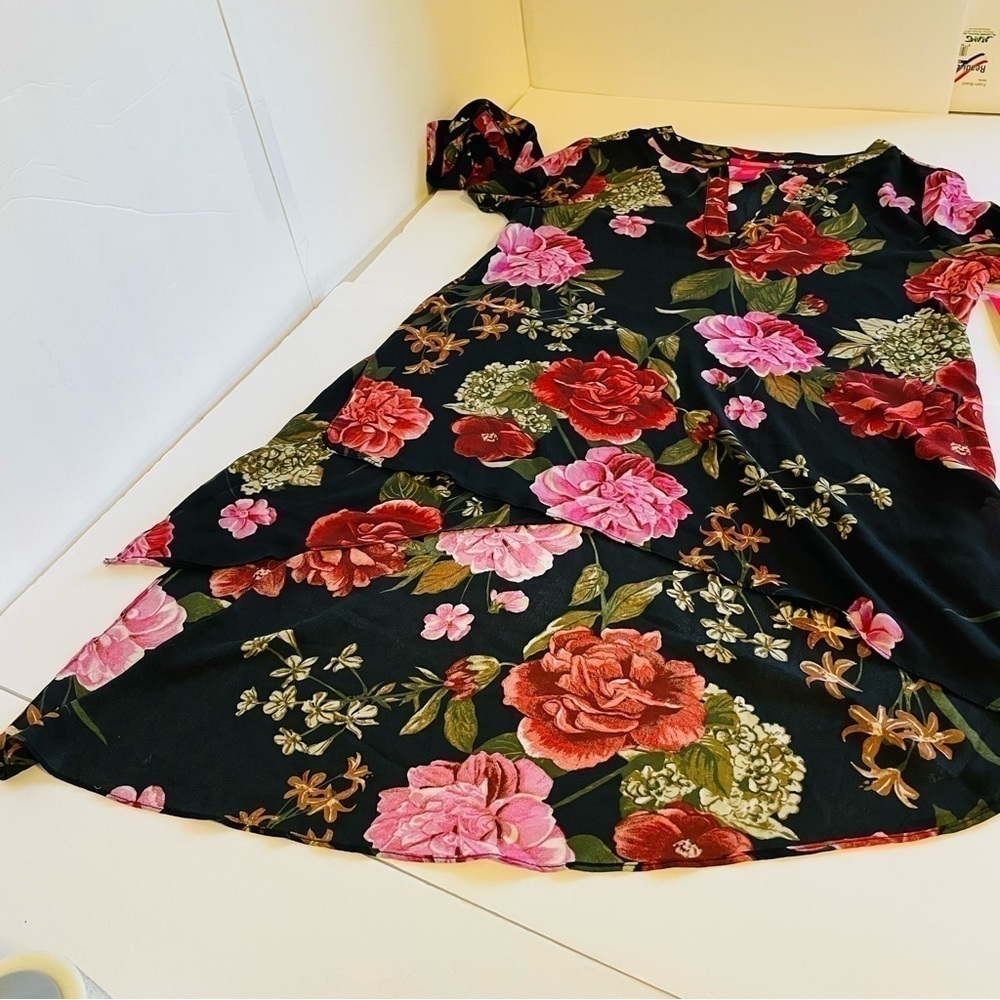 Catherine Womens S Tunic Top Floral Malandrino Asymmetrical Long Sleeve NEW - Picture 4 of 11